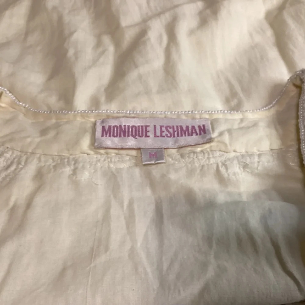 Monique Leshman Blouse Size M Romantic Boho Beads & Sequins Glam Prairie Fairy - Picture 6 of 11